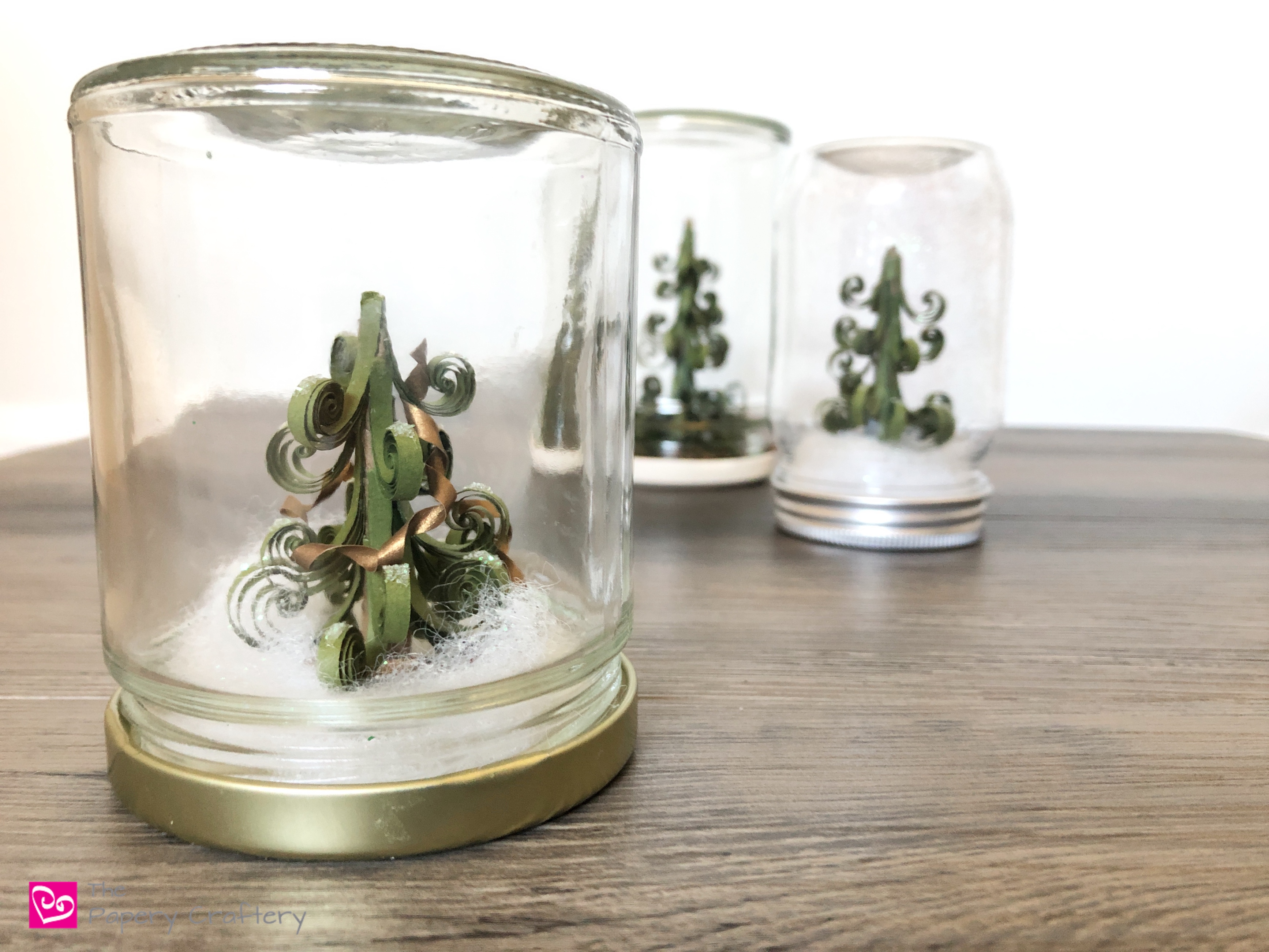 Quilling Paper Evergreen Snow Globes The Papery Craftery